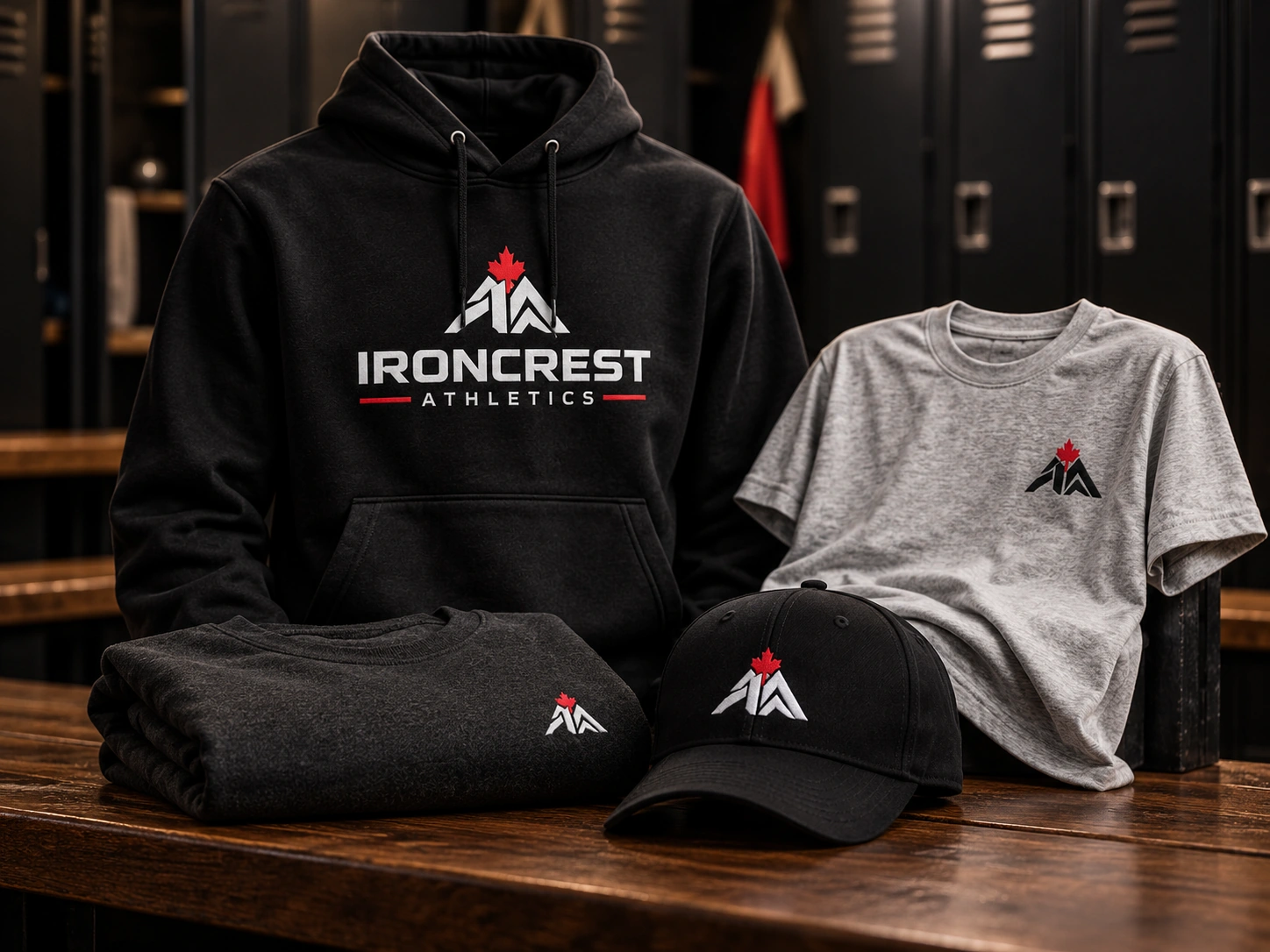 Illustrative Ironcrest hoodie, T-shirt, sweatshirt and cap collection